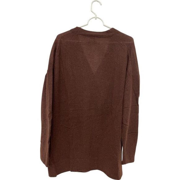 Massimo Dutti STUDIO Womens Sweater Size M Brown Cardigan Knit Vneck oversized - Picture 2 of 7